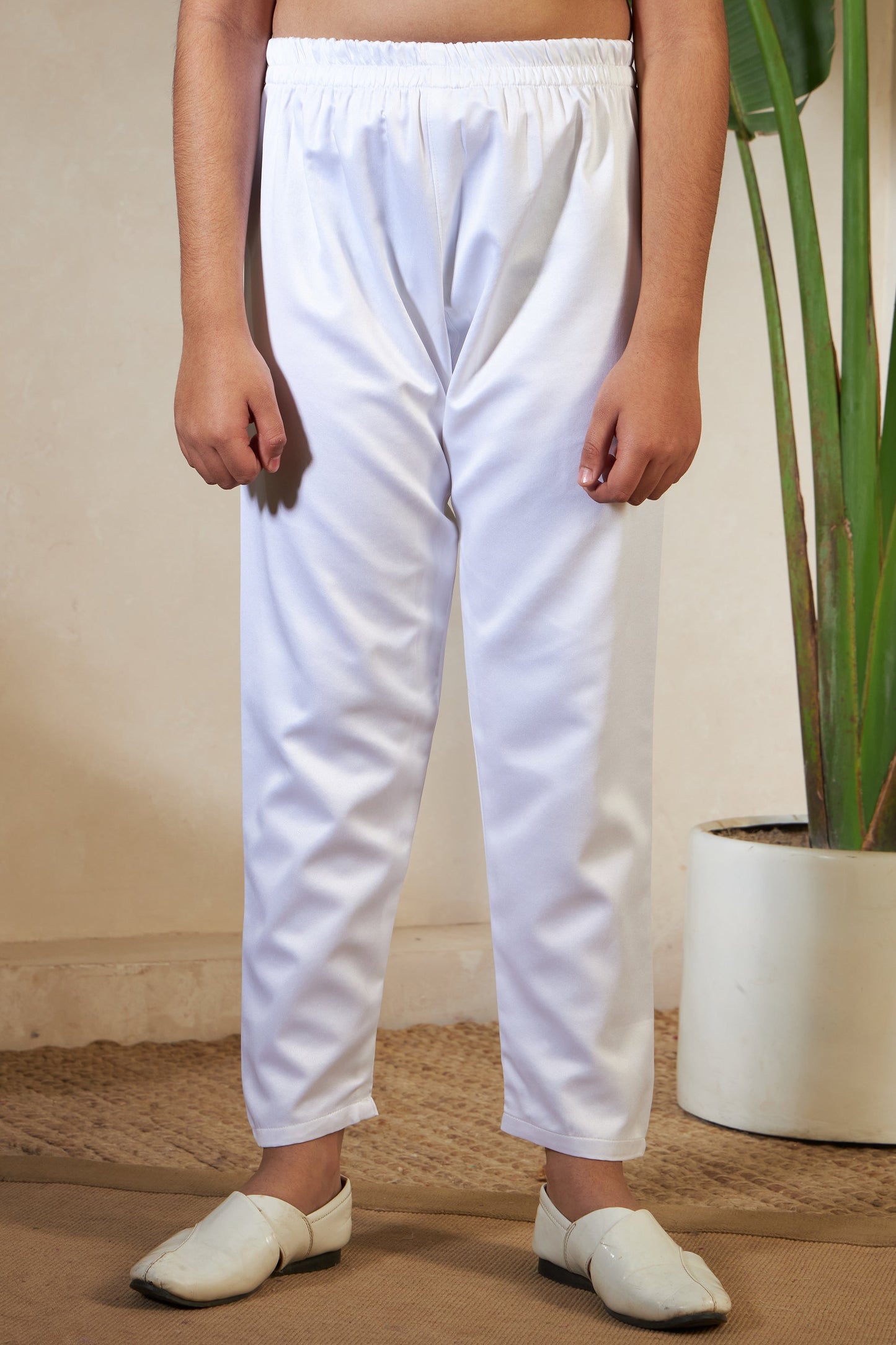 White Embroidered Carnival Kurta-Jacket Set for Boys