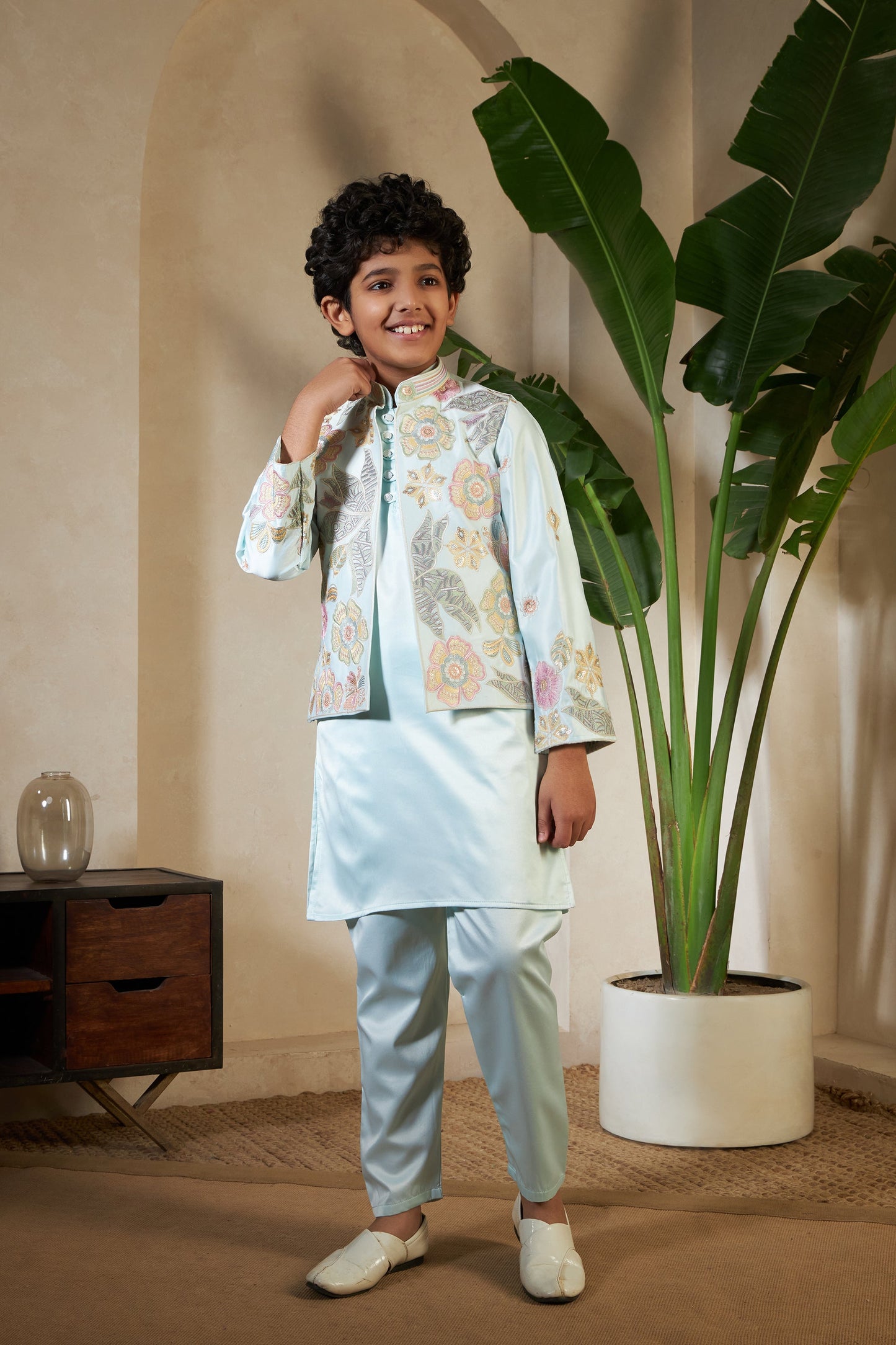 Pista Green Embroidered Carnival Set for Boys