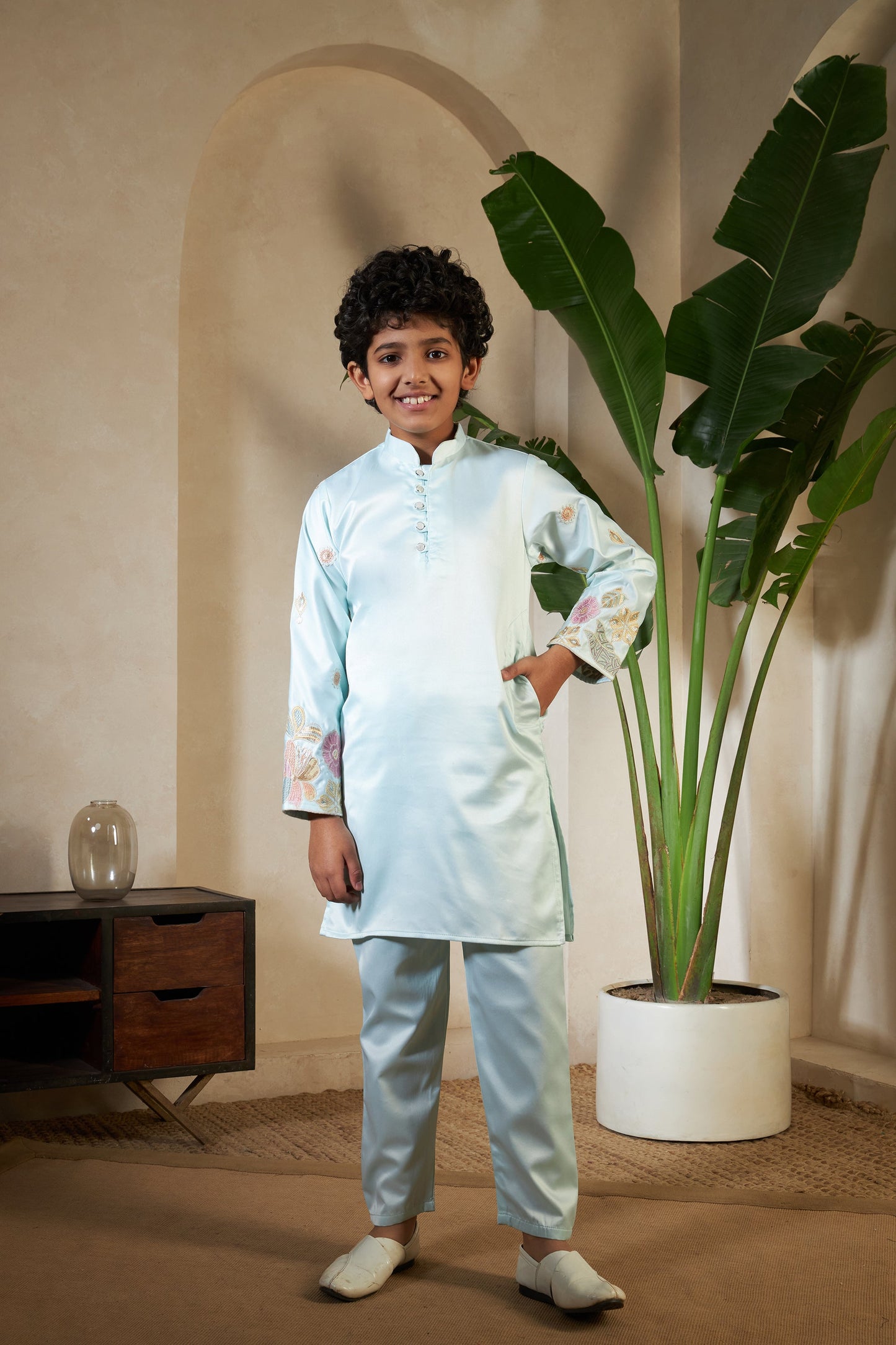 Pista Green Embroidered Carnival Set for Boys