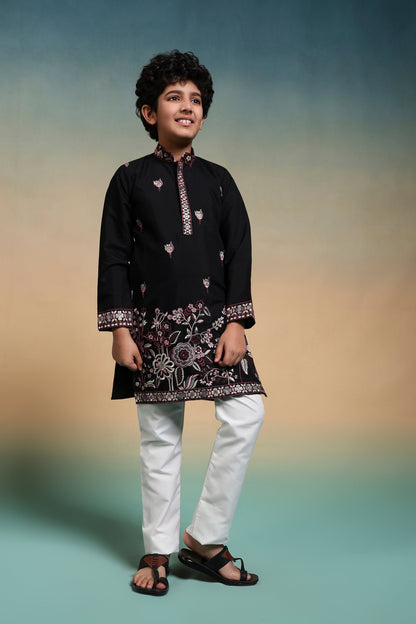 Magic Black Thread Sequence Work Kurta Pant Set For Wedding