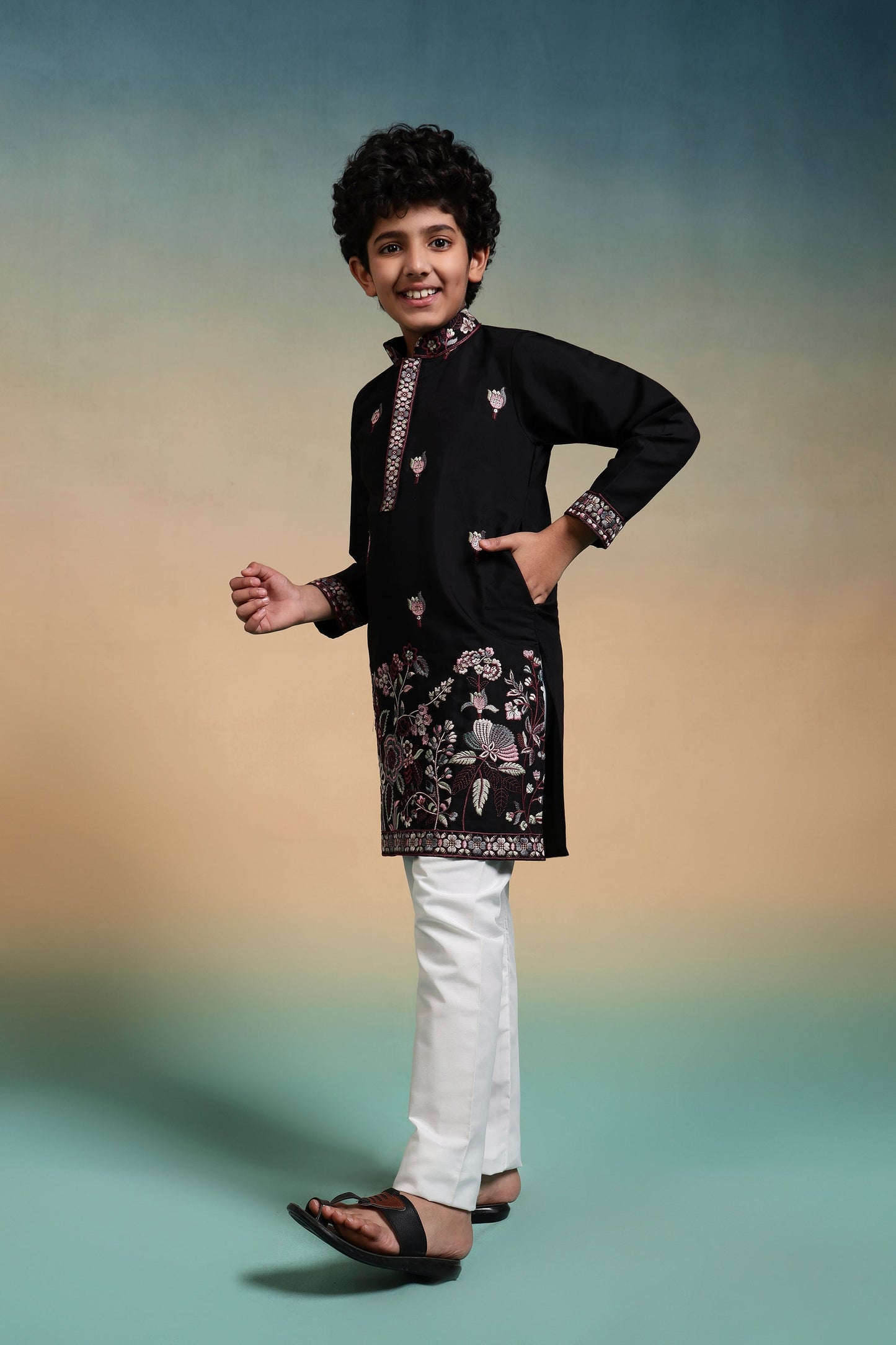 Magic Black Thread Sequence Work Kurta Pant Set For Wedding
