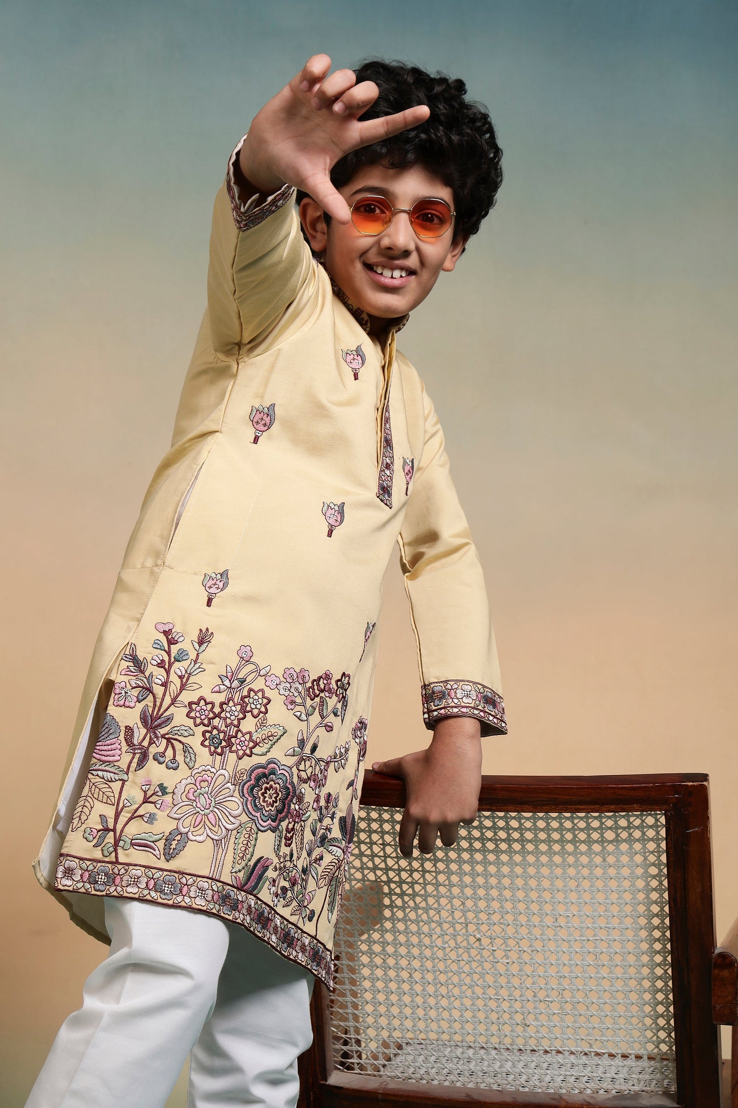 Haldi Yellow Embroidered Work Kurta Pant Set For Wedding