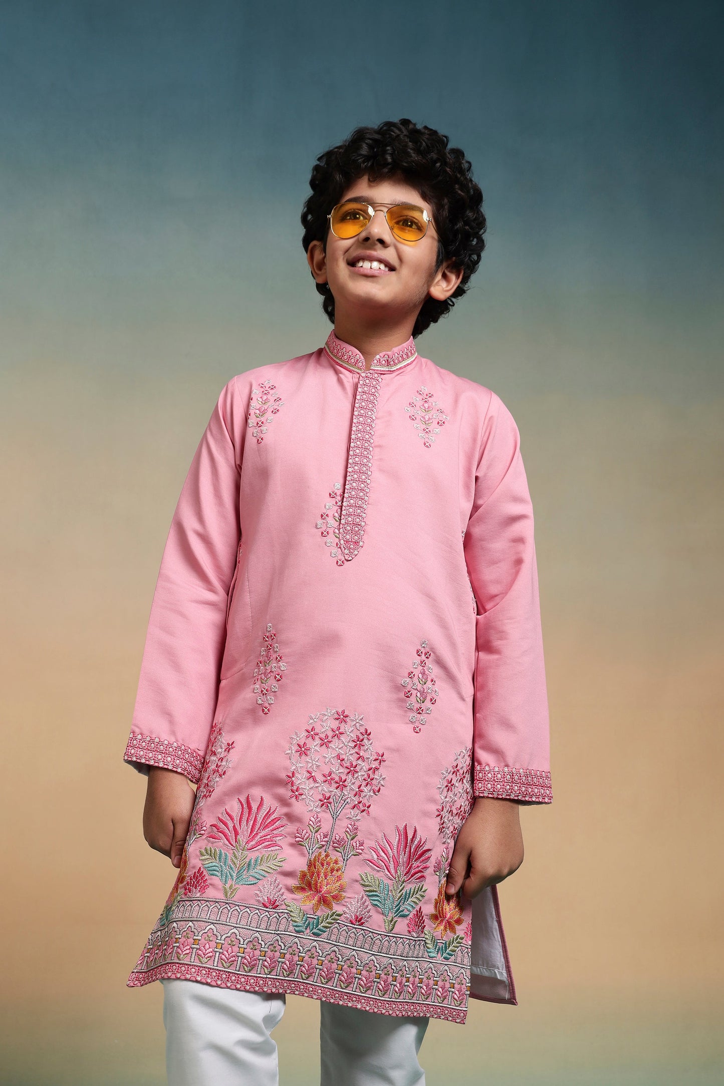 Elegant Pink Embroidered Work Kurta & Pant For Wedding