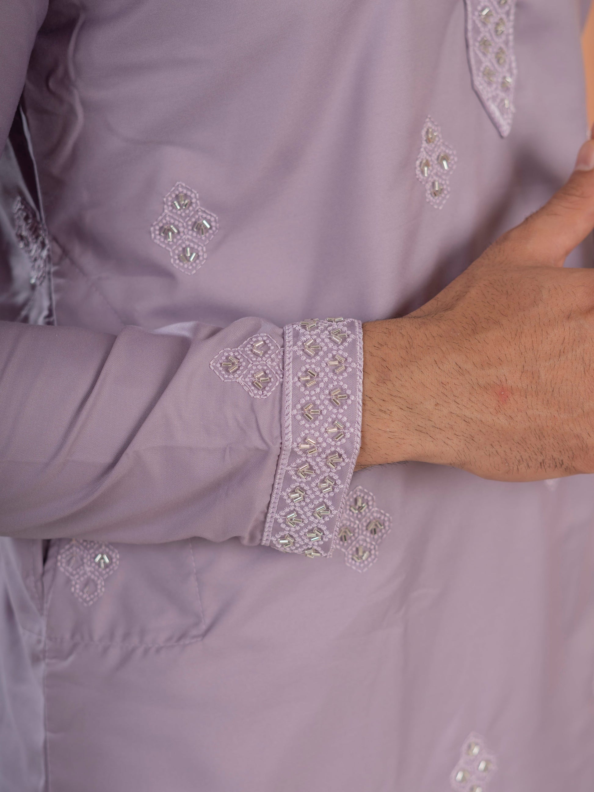 Lavender Soft Cotton Kurta Set with Traditional Butta Work
