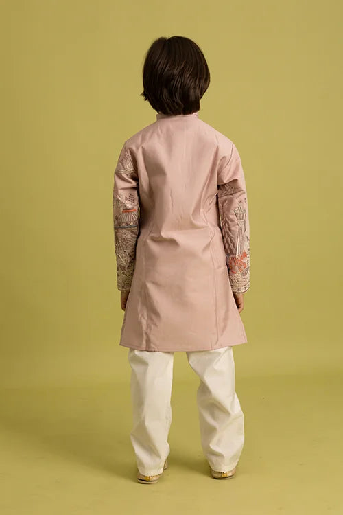 Premium Peach Color Vantara Style Boys Kurta with Pajama