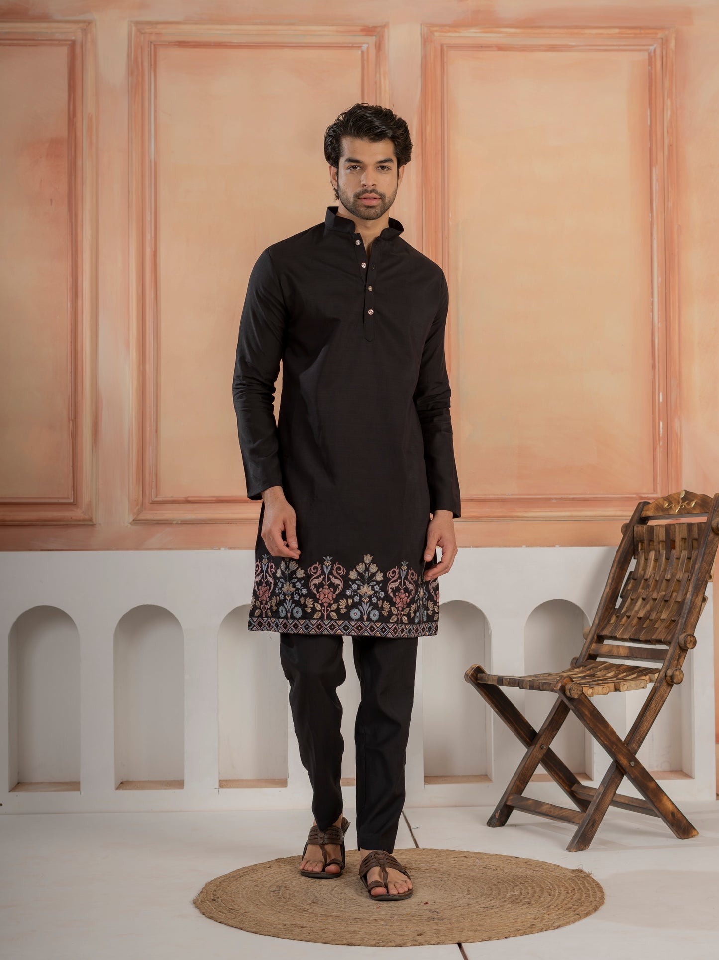 Premium Black Color Special Koti Kurta Set for Mens Wear