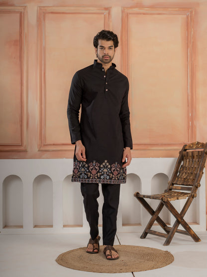 Premium Black Color Special Koti Kurta Set for Mens Wear