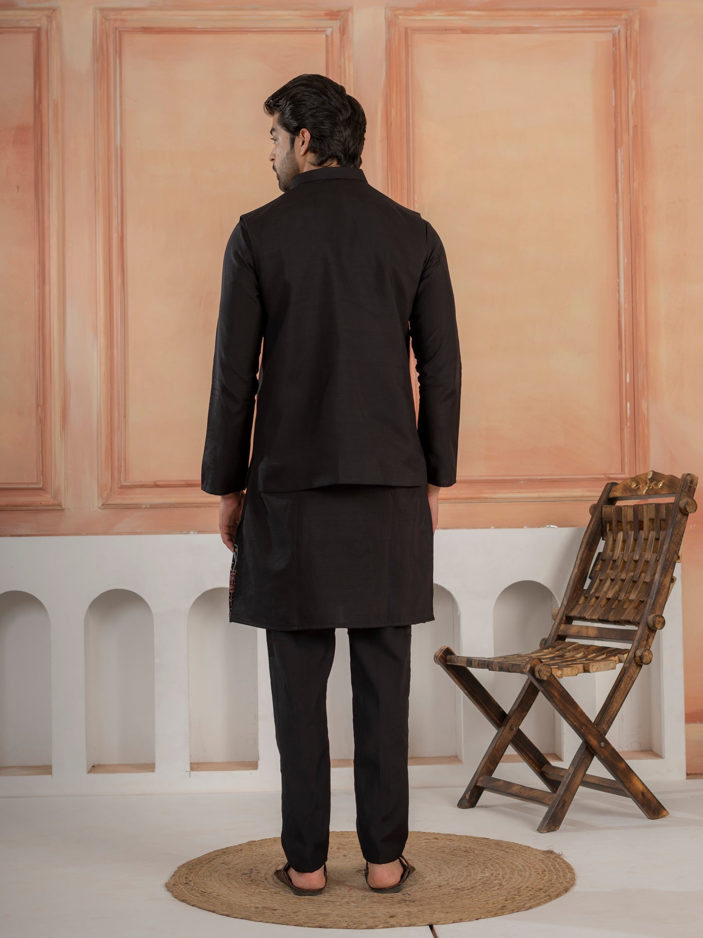 Premium Black Color Special Koti Kurta Set for Mens Wear